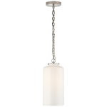 Wąska Lampa Wisząca KATIE White Glass - Niklowana | Thomas O'Brien  