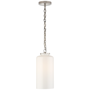 Wąska Lampa Wisząca KATIE White Glass - Niklowana | Thomas O'Brien  