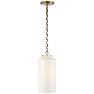 Wąska Lampa Wisząca KATIE White Glass - Antyczny Mosiądz | Thomas O'Brien  