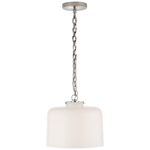Szeroka Lampa Wisząca KATIE White Glass - Niklowana  | Thomas O'Brien  
