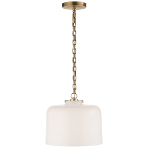 Szeroka Lampa Wisząca KATIE White Glass - Antyczny Mosiądz | Thomas O'Brien   