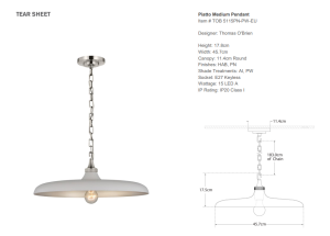 Lampa Wisząca PIATTO White M - Polerowany Nikiel |  Thomas O'Brien