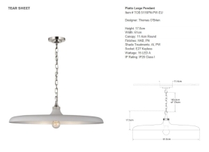 Lampa Wisząca PIATTO White L - Antyczny Mosiądz | Thomas O'Brien