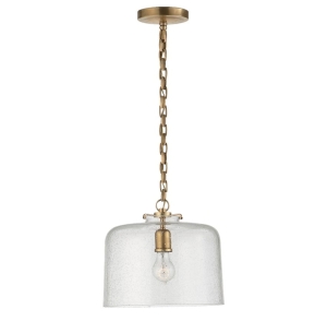 Szeroka Lampa Wisząca KATIE Seeded Glass - Antyczny Mosiądz  | Thomas O'Brien  