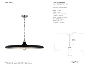 Lampa Wisząca PIATTO Black L - Polerowany Nikiel | Thomas O'Brien