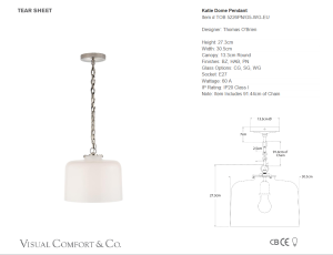 Szeroka Lampa Wisząca KATIE White Glass - Niklowana  | Thomas O'Brien  
