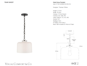 Szeroka Lampa Wisząca KATIE White Glass - Brązowa | Thomas O'Brien  