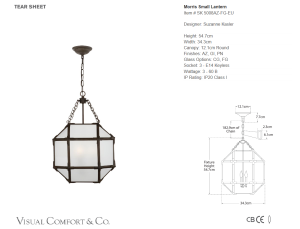 Lampa Wisząca MORRIS S Frosted Glass - Antyczny Cynk | Suzanne Kasler