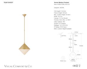 Lampa Wisząca SARNEN M Gold  | AERIN