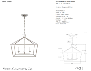 Duża Lampa Wisząca DARLANA 71 x 71cm - Polerowany Nikiel | Chapman & Myers