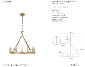 Lampa Wisząca DARLANA Ring L - Postarzane Złoto | Chapman & Myers