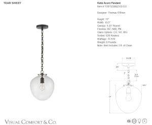 Lampa Wisząca KATIE ACORN - Clear Glass & Brąz | Thomas O'Brien 