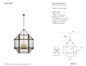 Lampa Wisząca MORRIS XL Clear Glass - Antyczny Cynk | Suzanne Kasler 