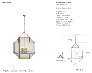 Lampa Wisząca MORRIS XL Clear Glass - Postarzane Złoto | Suzanne Kasler 