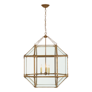 Lampa Wisząca MORRIS L Clear Glass - Postarzane Złoto | Suzanne Kasler  