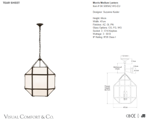 Lampa Wisząca MORRIS M White Glass - Antyczny Cynk | Suzanne Kasler 