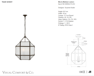 Lampa Wisząca MORRIS M Frosted Glass - Antyczny Cynk | Suzanne Kasler 