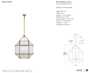 Lampa Wisząca MORRIS M Frosted Glass - Postarzane Złoto | Suzanne Kasler 