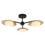 Lampa Wisząca REYNOLDS M Ciemny Brąz & Złoto & Szkło Opalowe