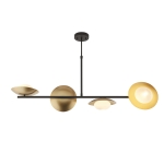 Lampa Wisząca REYNOLDS L Ciemny Brąz & Złoto & Szkło Opalowe 