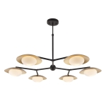 Lampa Wisząca REYNOLDS XL Ciemny Brąz & Złoto & Szkło Opalowe 