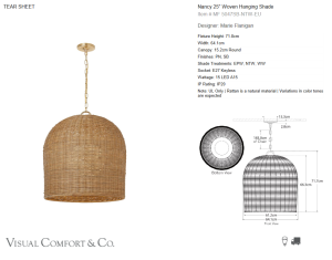 Rattanowa Lampa Wisząca NANCY XL | Marie Flanigan 