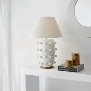 Lampa Stołowa LINDEN M - Biała & Złota | Kelly Wearstler