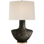 Mała Lampa Stołowa ARMATO - Czarna Porcelana & Len | Kelly Wearstler 