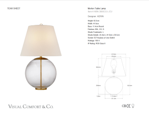 Lampa Stołowa MORTON M H62cm - Szkło & Złoto & Len | AERIN