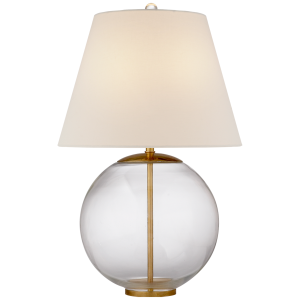 Lampa Stołowa MORTON M H62cm - Szkło & Złoto & Len | AERIN