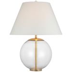 Lampa Stołowa MORTON L H77cm - Szkło & Złoto & Len | AERIN