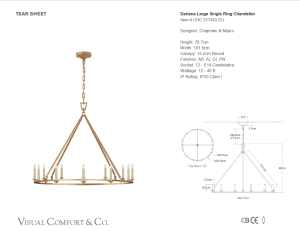 Lampa Wisząca DARLANA Ring XL - Postarzane Złoto | Chapman & Myers 