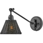 Regulowany Kinkiet SHINES - Czarny & Czarny Rattan