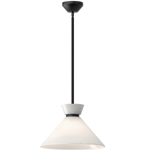 Lampa Wisząca ALENO - Matowy Czarny & Białe Szkło