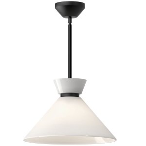 Lampa Wisząca ALENO - Matowy Czarny & Białe Szkło