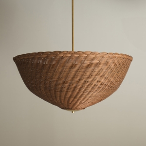 Duża Rattanowa Lampa Wisząca BRAGA - Brown