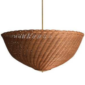 Duża Rattanowa Lampa Wisząca BRAGA - Brown