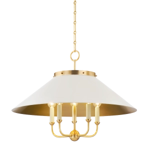 Lampa Wisząca ZARENA - Postarzany Mosiądz & Off-White